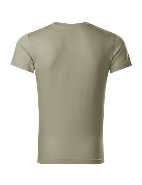 Adler MALFINI Herren T-Shirt Slim Fit V-Ausschnitt 146 hellkhaki Logo-Stickerei