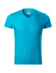Adler MALFINI Koszulka męska Slim Fit V-neck 146 turkus odzież robocza