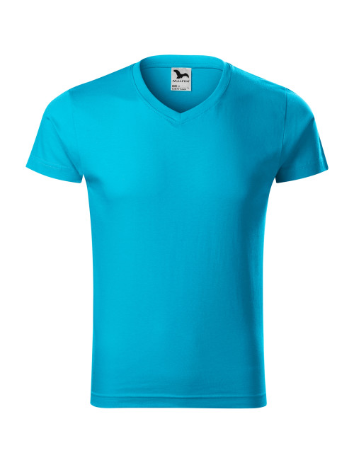 Adler MALFINI Herren T-Shirt Slim Fit V-Ausschnitt 146 türkis Arbeitskleidung