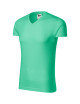 Adler MALFINI Herren T-Shirt Slim Fit V-Ausschnitt 146 mint Logo-Stickerei