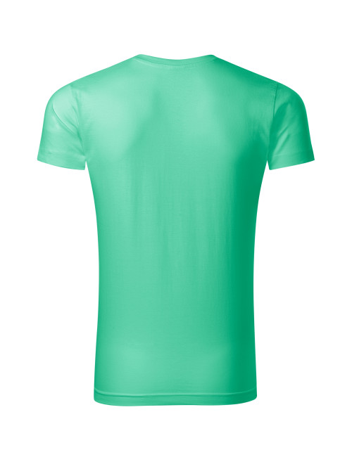 Adler MALFINI Men`s Slim Fit V-neck T-shirt 146 mint logo embroidery