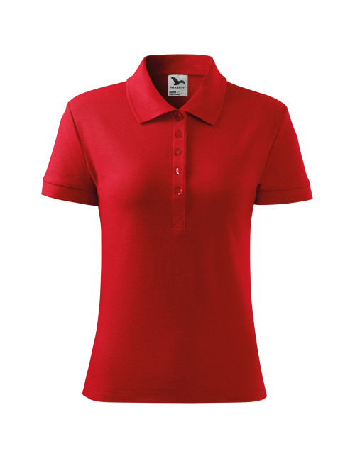 Adler MALFINI Koszulka polo damska Cotton Heavy 216 czerwony haft logo