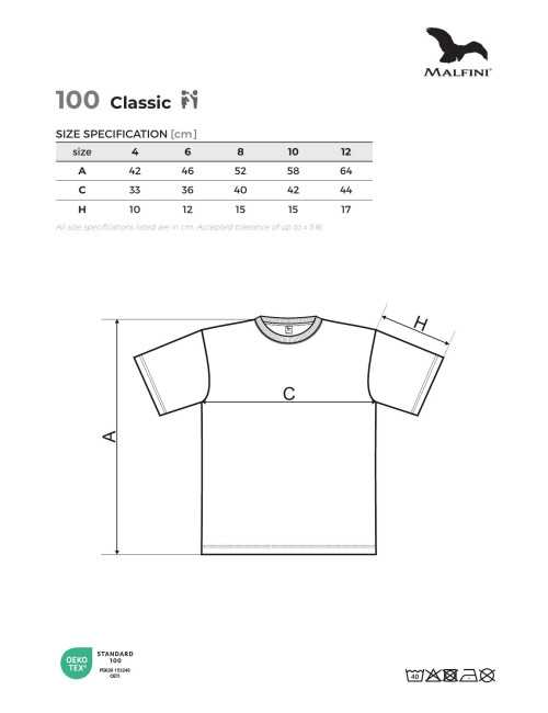 Kinder-T-Shirt Adler Malfini Classic 100 Weiß