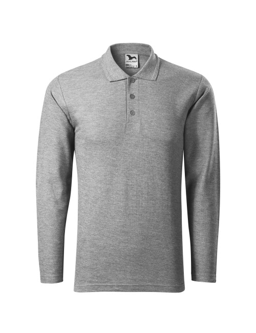 Adler MALFINI Koszulka polo męska Pique Polo LS 221 ciemnoszary haft