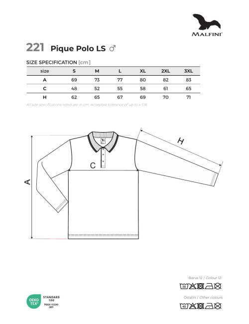 Koszulka polo męska Adler Pique Polo LS 221 biały - P&M