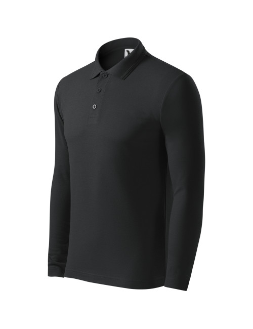 Adler MALFINI Koszulka polo męska Pique Polo LS 221 ebony gray z haft