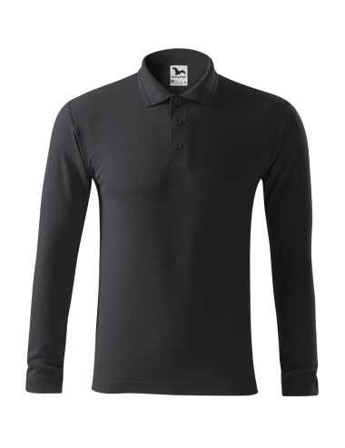 Adler MALFINI Men`s polo shirt Pique Polo LS 221 ebony gray with embroidery
