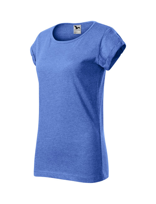 Adler MALFINI Damen T-Shirt Fusion 164, blau meliert mit Stickerei, Logo