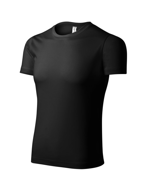 Schwarzes Unisex-Sport-Lauf-T-Shirt, bedruckt aus 100 % Polyester