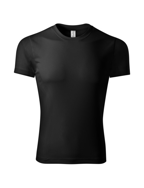Schwarzes Unisex-Sport-Lauf-T-Shirt, bedruckt aus 100 % Polyester