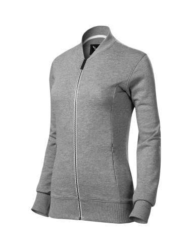 Damen-Bomber-Sweatshirt 454 dunkelgrau meliert Adler Malfinipremium