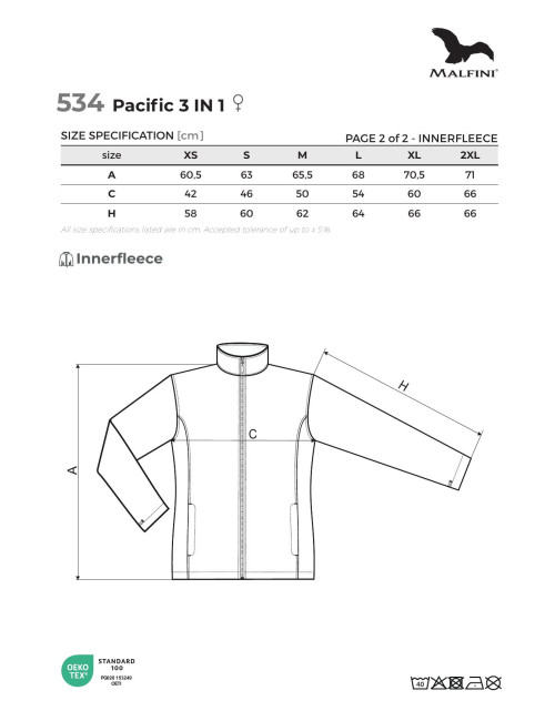 Adler MALFINI Women`s jacket Pacific 3 IN 1 534 steel embroidery print