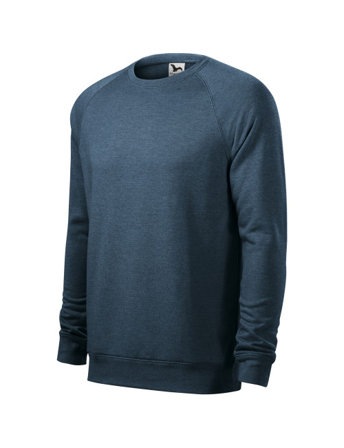Adler MALFINI Bluza męska Merger 415 ciemny denim melanż nadruk haft