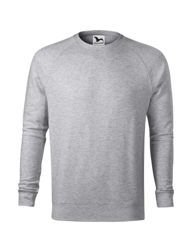 Adler MALFINI Herren-Sweatshirt Merger 415 Silbermelange, Logodruck und Stickerei