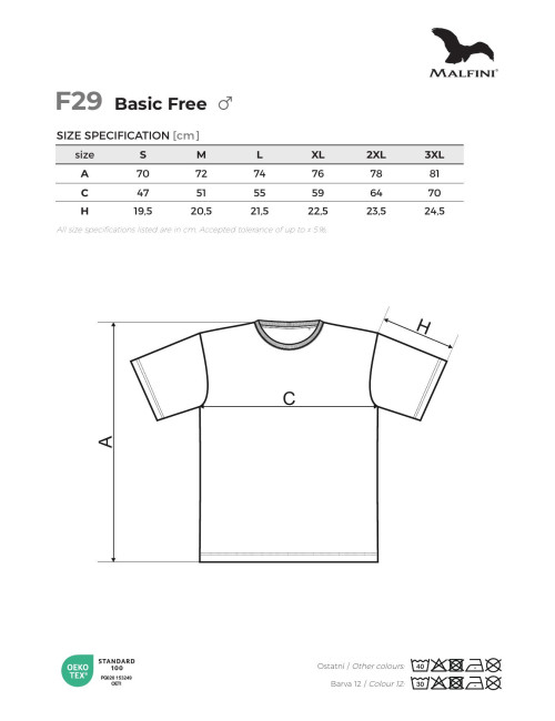 Adler MALFINI Herren T-Shirt Basic Free F29 rote Computerstickerei