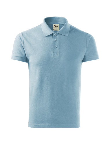 Adler MALFINI Herren Poloshirt Cotton Heavy 215, blaue Logo-Stickerei