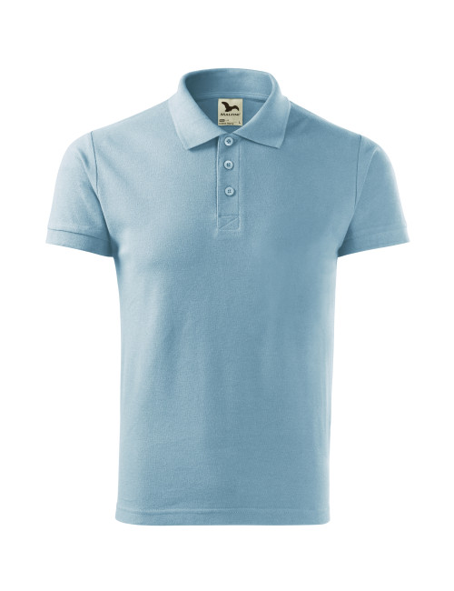 Adler MALFINI Herren Poloshirt Cotton Heavy 215, blaue Logo-Stickerei