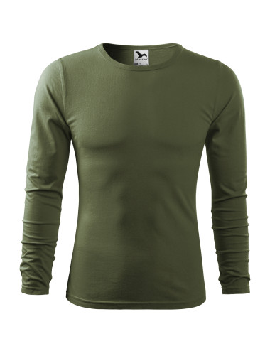 Adler MALFINI Herren T-Shirt Fit-T Langarm 119 Khaki Logo-Stickerei