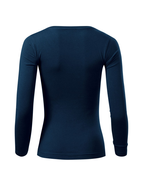 Adler MALFINI Women`s T-shirt Fit-T LS 169 navy blue embroidery logo print