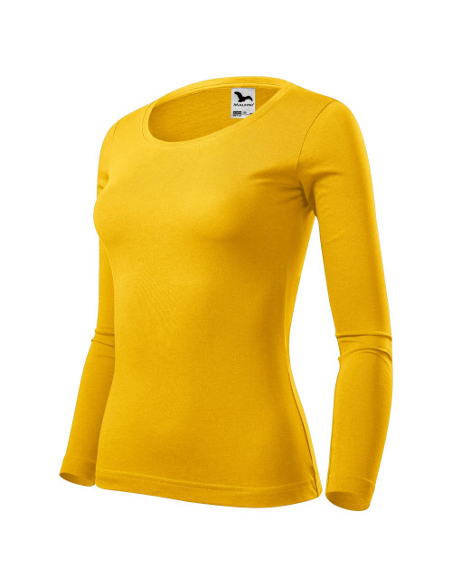 Adler MALFINI Damen T-Shirt Fit-T LS 169, gelbe Stickerei, Logodruck