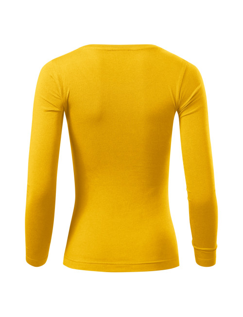 Adler MALFINI Damen T-Shirt Fit-T LS 169, gelbe Stickerei, Logodruck
