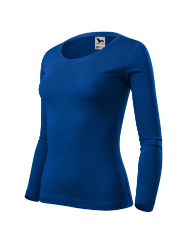 Adler MALFINI Damen T-Shirt Fit-T LS 169 kornblumenblauer Stickerei-Logo-Aufdruck