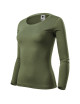 Adler MALFINI Damen T-Shirt Fit-T LS 169 khakifarbener Logo-Stickdruck