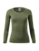 Adler MALFINI Damen T-Shirt Fit-T LS 169 khakifarbener Logo-Stickdruck