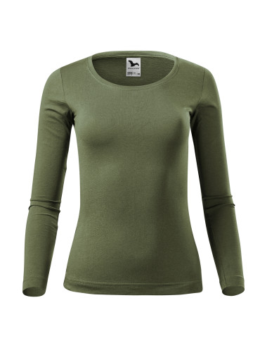 Adler MALFINI Koszulka damska Fit-T LS 169 khaki logo haft nadruk
