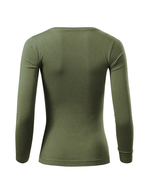 Adler MALFINI Damen T-Shirt Fit-T LS 169 khakifarbener Logo-Stickdruck
