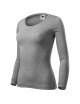 Adler MALFINI Damen T-Shirt Fit-T LS 169 dunkelgraue Melange-Stickerei