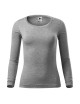 Adler MALFINI Damen T-Shirt Fit-T LS 169 dunkelgraue Melange-Stickerei