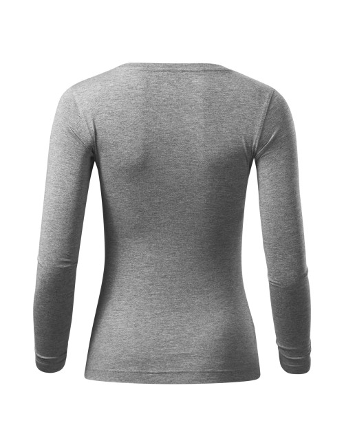 Adler MALFINI Damen T-Shirt Fit-T LS 169 dunkelgraue Melange-Stickerei
