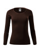 Adler MALFINI Damen T-Shirt Fit-T LS 169, Kaffee, Logodruck, Stickerei