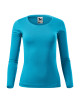Adler MALFINI Women`s T-shirt Fit-T LS 169 turquoise embroidery logo print