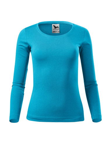 Adler MALFINI Women`s T-shirt Fit-T LS 169 turquoise embroidery logo print