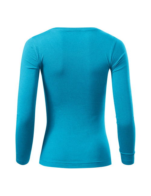 Adler MALFINI Damen T-Shirt Fit-T LS 169 türkiser Stickerei-Logo-Aufdruck