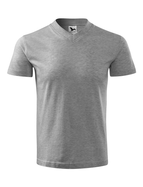 Unisex-T-Shirt mit V-Ausschnitt 102 dunkelgrau meliert Adler Malfini
