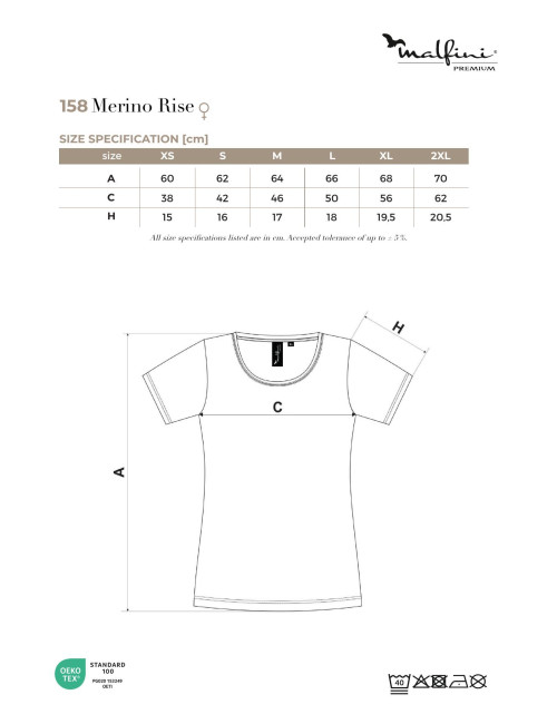 Adler MALFINIPREMIUM Damen T-Shirt Merino Rise 158 Mandeldruck