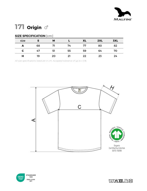Adler MALFINI Herren T-Shirt Origin 171 grau-schwarz meliert Kunststickerei