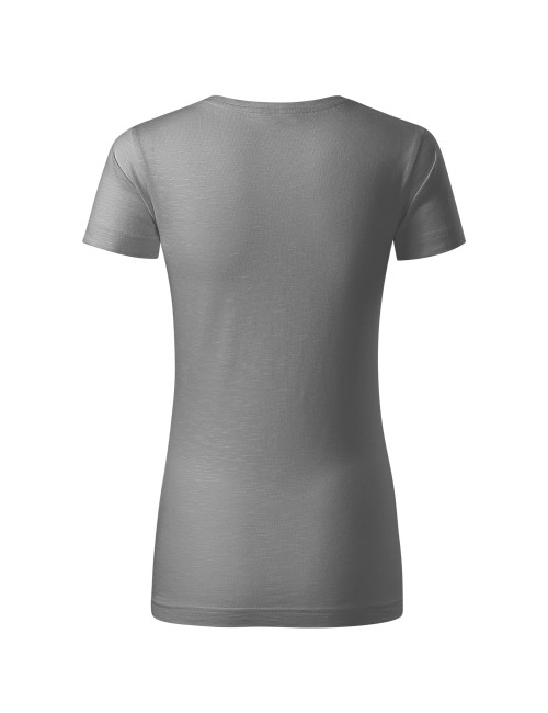 Adler MALFINI Native 174 Damen T-Shirt, grau-schwarz meliert, Logo-Stickerei