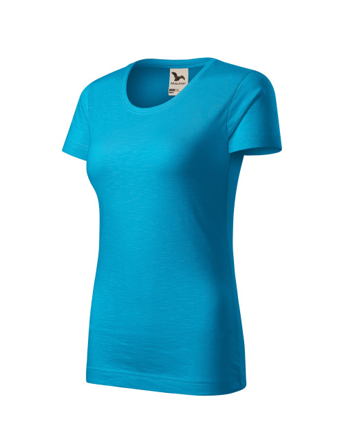 Adler MALFINI Damen T-Shirt Native 174 türkisfarbene Logo-Computerstickerei