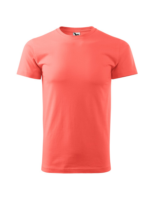 Adler MALFINI Herren T-Shirt Basic 129 Koralle Logo-Stickerei Arbeitskleidung