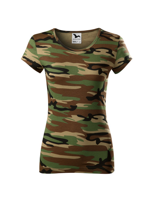 Adler MALFINI Damen T-Shirt Camo Pure C22 tarnbraune Logo-Stickerei