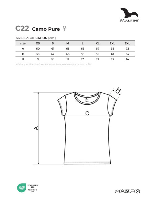 Adler MALFINI Damen T-Shirt Camo Pure C22 tarnbraune Logo-Stickerei