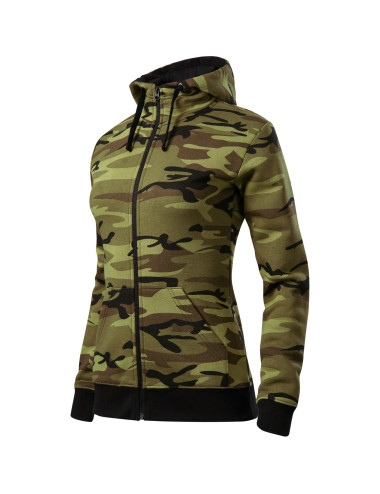 Damen-Sweatshirt mit Tarnreißverschluss C20, Tarnmuster, grün, Adler Malfini