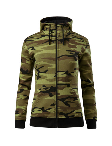 Damen-Sweatshirt mit Tarnreißverschluss C20, Tarnmuster, grün, Adler Malfini