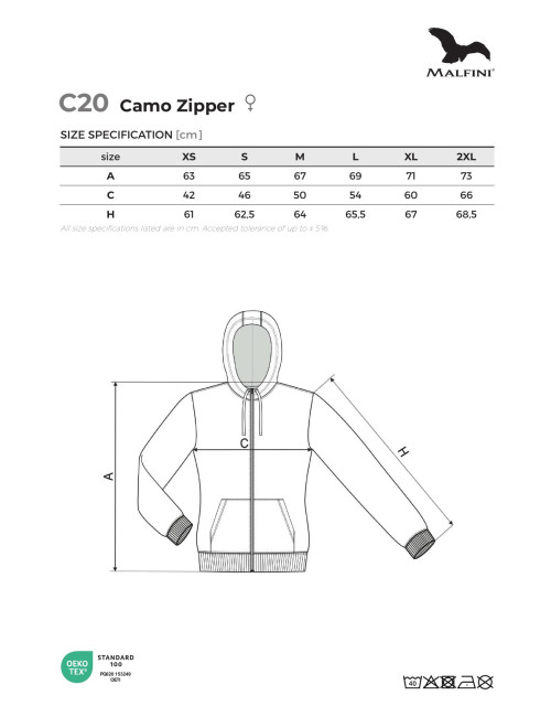 Women`s sweatshirt camo zipper c20 camouflage green Adler Malfini