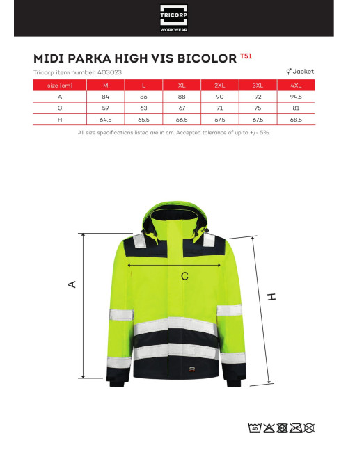Adler Unisex Midi Parka High Vis Jacket
