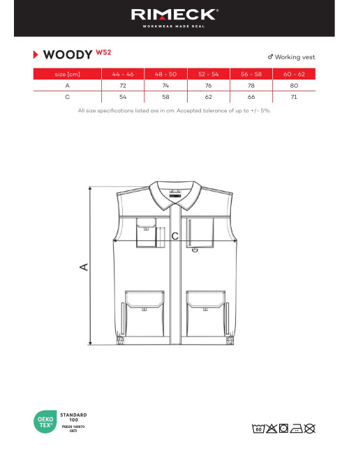 Kamizelka robocza męska woody w52 ebony gray Adler Rimeck